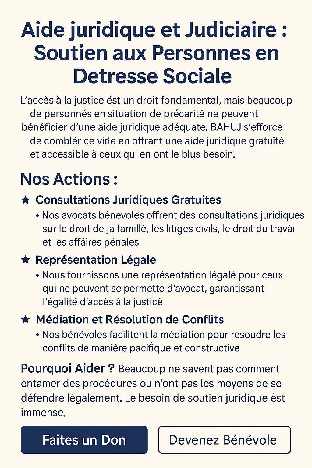 Aide Juridique et Judiciaire : Soutien aux Personnes en Détresse Sociale