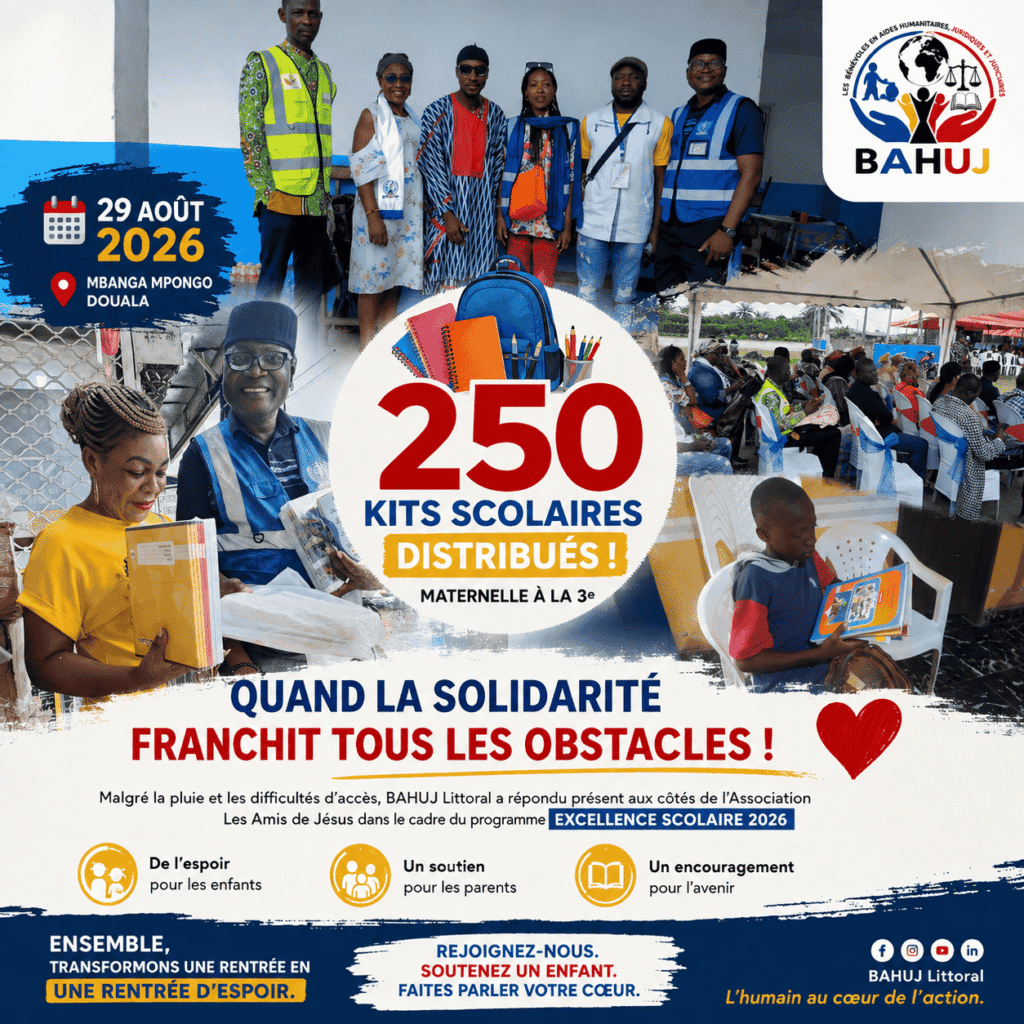 BAHUJ Littoral distribue 250 kits scolaires à Mbanga Mpongo